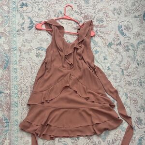 Express Brown Ruffle Blouse